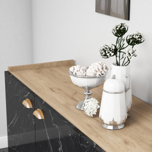 Comoda Model Sumer, Stejar/Negru marmorat, 180x41x77.8 cm - Img 4