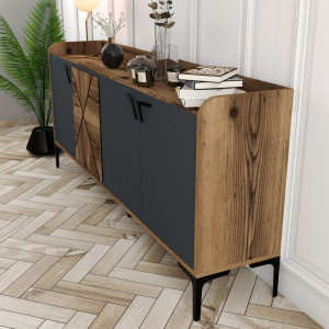 Comoda Model Venedik, Nuc/Antracit, 180x35x78 cm - Img 4