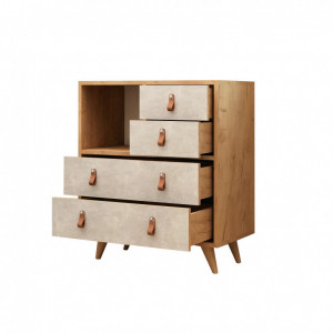 Comoda Model Witlof, Stejar/Alb, 70x40x88.6 cm - Img 3