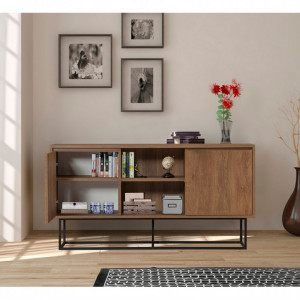 Comoda Model Zela, Nuc/Negru, 140x36x72 cm - Img 2
