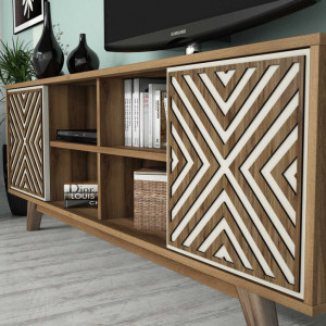 Comoda TV İnci - Walnut, Crem - Img 4