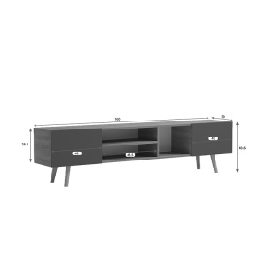 Comoda TV Osclo, Sonoma/Antracit, 160 x 30 x 41 cm - Img 8