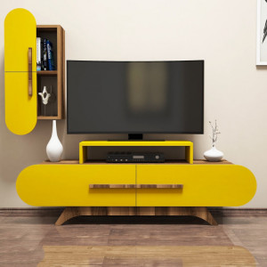 Comoda TV Rose S - Walnut, Yellow - Img 2