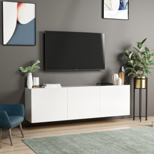 Comoda TV Salvador, Model Alb, 150x44x31 cm, Alb - Img 3