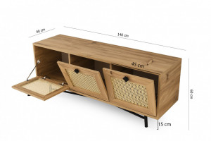 Comoda TV Salvador, Model Alcazar, 140x60x40 cm, Stejar - Img 7