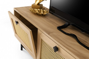 Comoda TV Salvador, Model Alcazar, 180x60x40 cm, Stejar/Negru - Img 5