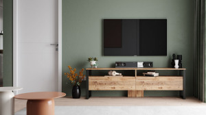 Comoda TV Salvador, Model Ansamblu, 180x56x35.5 cm, Pin atlantic - Img 3