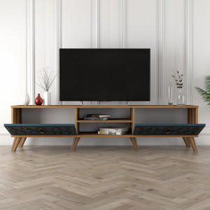 Comoda TV Salvador, Model Class, 180x44x35 cm, Nuc/Albastru cenusiu - Img 3