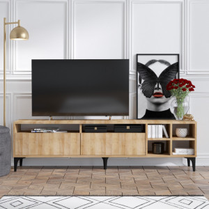 Comoda TV Salvador, Model Eva, 180x52x35 cm, Stejar - Img 1
