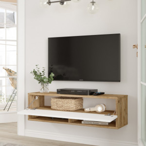 Comoda TV Salvador, Model FR13, 100x29.1x31.6 cm, Pin Atlantic/Alb - Img 4