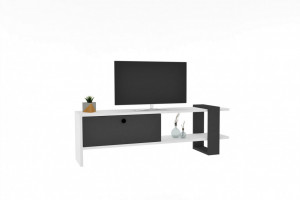 Comoda TV Salvador, Model Funda, 120x36.8x25 cm, Alb/Antracit - Img 2