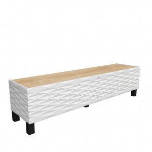Comoda TV Salvador, Model Lerze, 149.2x38x35 cm, Stejar safir/Alb - Img 5