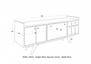 Comoda TV Salvador, Model Maribor, 150x40x62 cm, Nug/Antracit - Img 6
