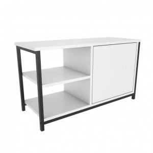Comoda TV Salvador, Model Muskegon, 89.6x50.8x35.3 cm, Negru/Alb - Img 4