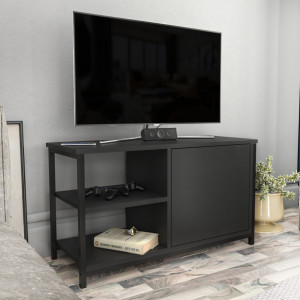 Comoda TV Salvador, Model Muskegon, 89.6x50.8x35.3 cm, Negru/Antracit - Img 1