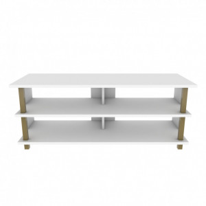 Comoda TV Salvador, Model Pueblo, 120x47.4x44.6 cm, Auriu/Alb - Img 6