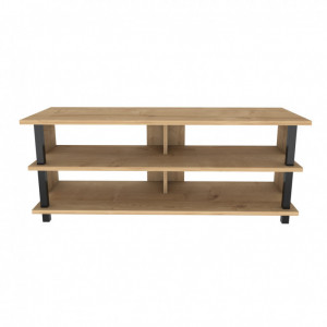 Comoda TV Salvador, Model Pueblo, 120x47.4x44.6 cm, Negru/Stejar - Img 5