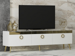 Comoda TV Salvador, Model Safar, 150x45x30 cm, Alb - Img 2