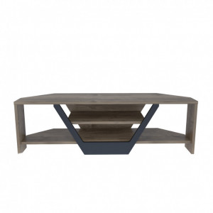 Comoda TV Salvador, Model Sares, 120x36.8x35 cm, Nuc/Negru - Img 6