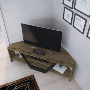 Comoda TV Salvador, Model Sares, 120x36.8x35 cm, StejarStejar/Negru - Img 4