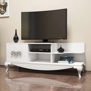 Comoda TV Salvador, Model Sultan, 130x50.6x45 cm, Alb - Img 1