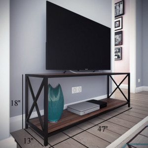 Comoda TV Salvador, Model Xena, 120x45.7x33 cm, Negru/Nuc - Img 2