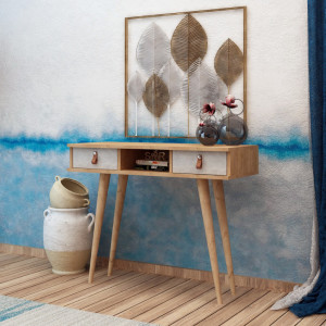 Consola Model Lawen, Stejar/Alb, 100x30x87.6 cm - Img 2