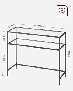 Consola Model Makai, Negru, 100x35x80 cm, rafturi sticla securizata - Img 4