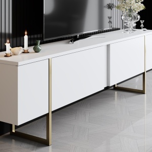 Consola TV Luxe Alb 180x30x50 cm - Img 3