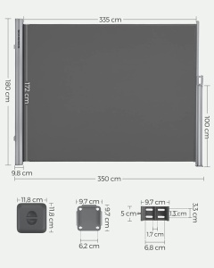 Copertina laterala, Songmics, 180 x 350 cm, Gri - Img 8