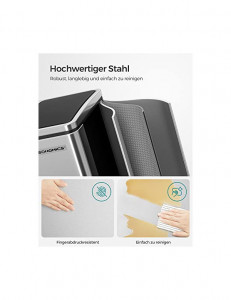 Cos de reciclare, Songmics, 2 x 15L, manere interioare, Argintiu / Negru, LTB30H - Img 3