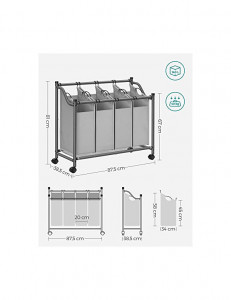 Cos de rufe pentru sortare, Songmics, 4 x 35 L, LSF005, Negru - Img 6