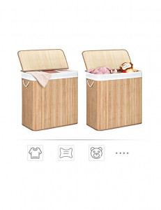 Cos de rufe, Songmics, 150L, Natural, LCB091N01, 60 x 40 x 61 cm - Img 7