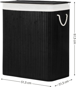 Cos de rufe Songmics Negru 51.5x31.5x61.5 cm - Img 4