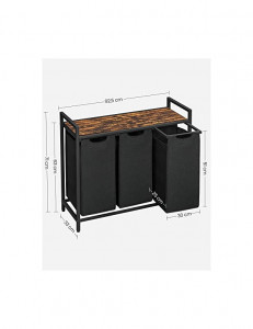 Cos de rufe Vasagle, 3 compartimente, BLH301B01, Maro Rustic - Img 4