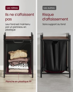 Cos de rufe, Vasagle, Maro-Negru, 50x33x76 cm - Img 5