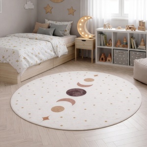 Covor Copii Coco Moon Phases Crem, Rotund, D200 cm