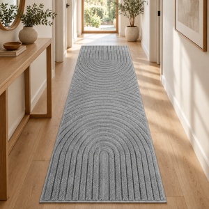 Covor tip Traversa VivaDeco Art V2, 80 x 250 cm, Silver, 100% Polipropilena, Fir 8 mm, 1900 g/mp, OEKO-TEX Standard 100