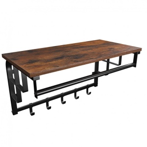 Cuier cu raft Model Barnes, Maro Rustic/Negru, 66x30x27 cm - Img 1