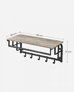 Cuier cu raft Model Powell, Bej/Negru, 66x30x27 cm - Img 7