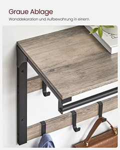 Cuier cu raft Model Thornton, Negru/Ivoire, 65x30x42 cm - Img 4