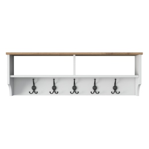 Cuier cu rafturi Model Mosley, Alb/Nuc, 120x37.2x22.2 cm - Img 7