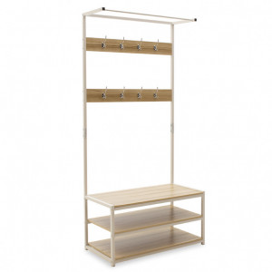 Cuier haine cu suport pantofi Model Ralph, Artar/Alb, 80x40x170 cm - Img 1