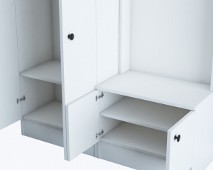 Cuier hol cu dulap Model Anderson, Alb, 119.6x37.3x182.8 cm - Img 7
