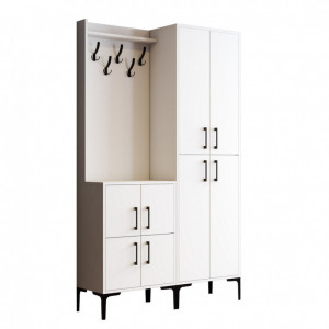 Cuier hol cu dulap Model BerlinBA, Alb, 120x35x200 cm - Img 5