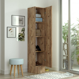 Cuier hol cu dulap Model Clayton, Stejar, 35.5x35.5x180 cm - Img 4