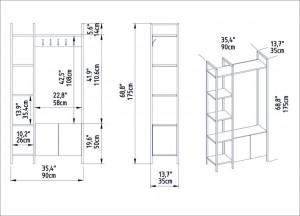 Cuier hol cu dulap Model Doga, Alb, 90x35x175 cm - Img 4