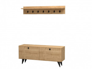 Cuier hol cu dulap Model Rupa, Stejar, 113x35x48.5 cm - Img 4