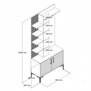 Cuier hol cu dulap Model ViyanaD, Nuc/Crem, 90x35x200 cm - Img 6