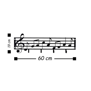 Cuier metalic Model Note, Negru, 60x0.2x19 cm - Img 3